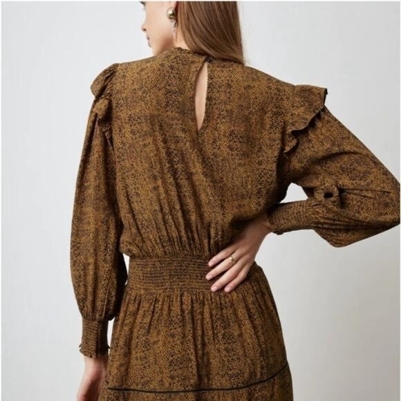 New RAILS Faren Sepia Python Long-Sleeve Mini Dress Size‎ XS - Picture 6 of 12